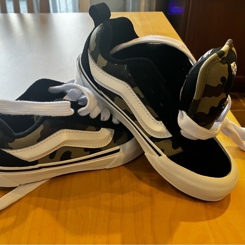 Vans Kids Black and White Camouflage Sneakers